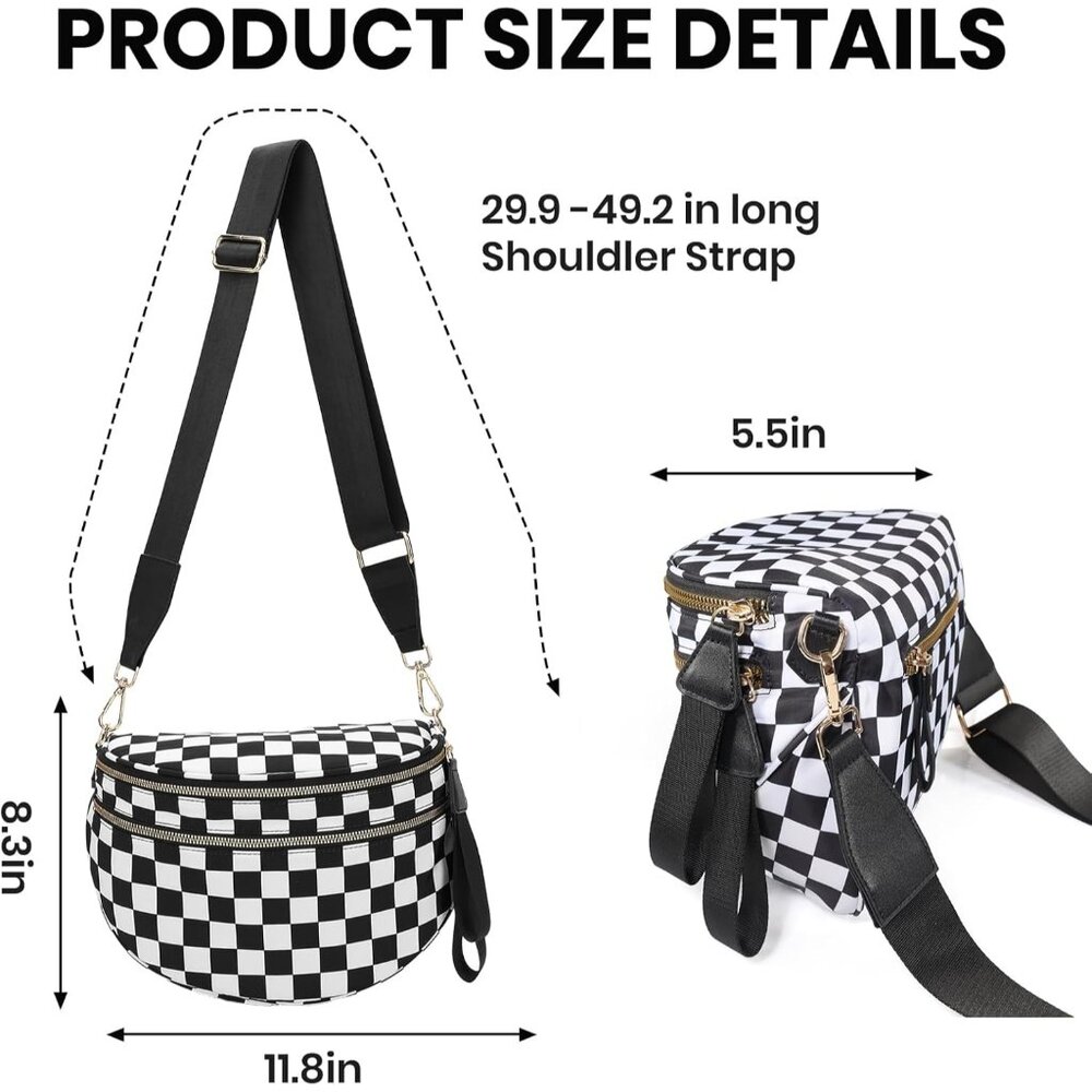 Versatile Checkered Sling Bag - Adjustable, Water… - image 4